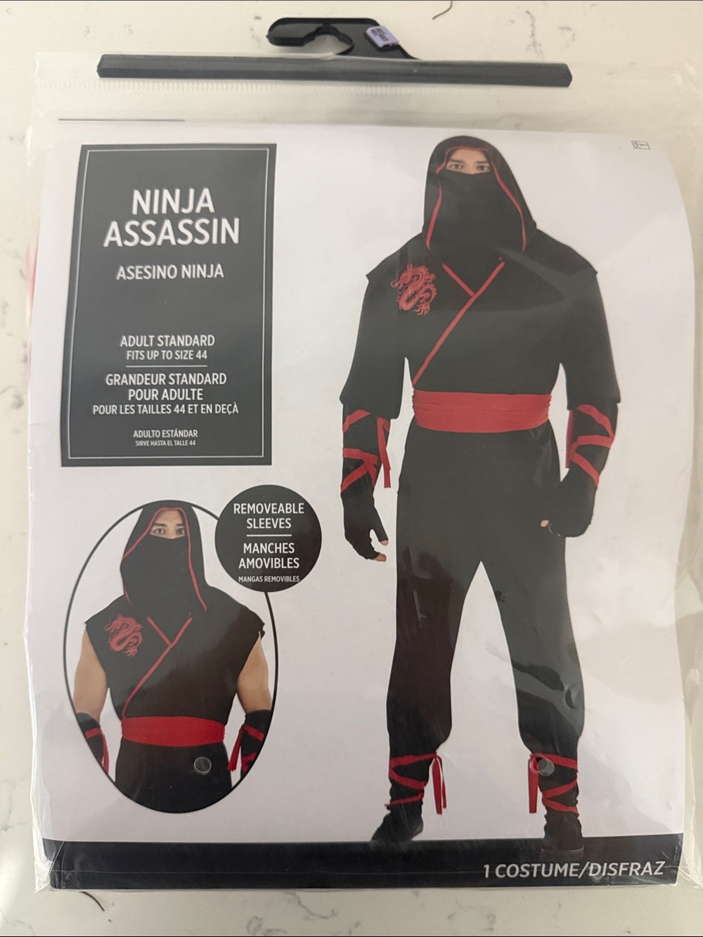 Ninja Assassin Men’s Costume - Black with Red Accents